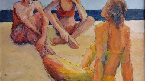 Frauen am Strand - Öl 60x60_2024