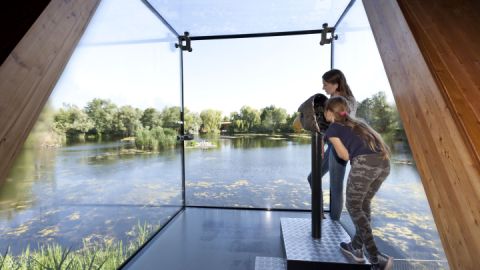 Mit Adleraugen die Bewohner der Herrensee beobachten - Vom Erker im Haus der 1000 Seen die Natur mit geschärftem Blick beobachten.